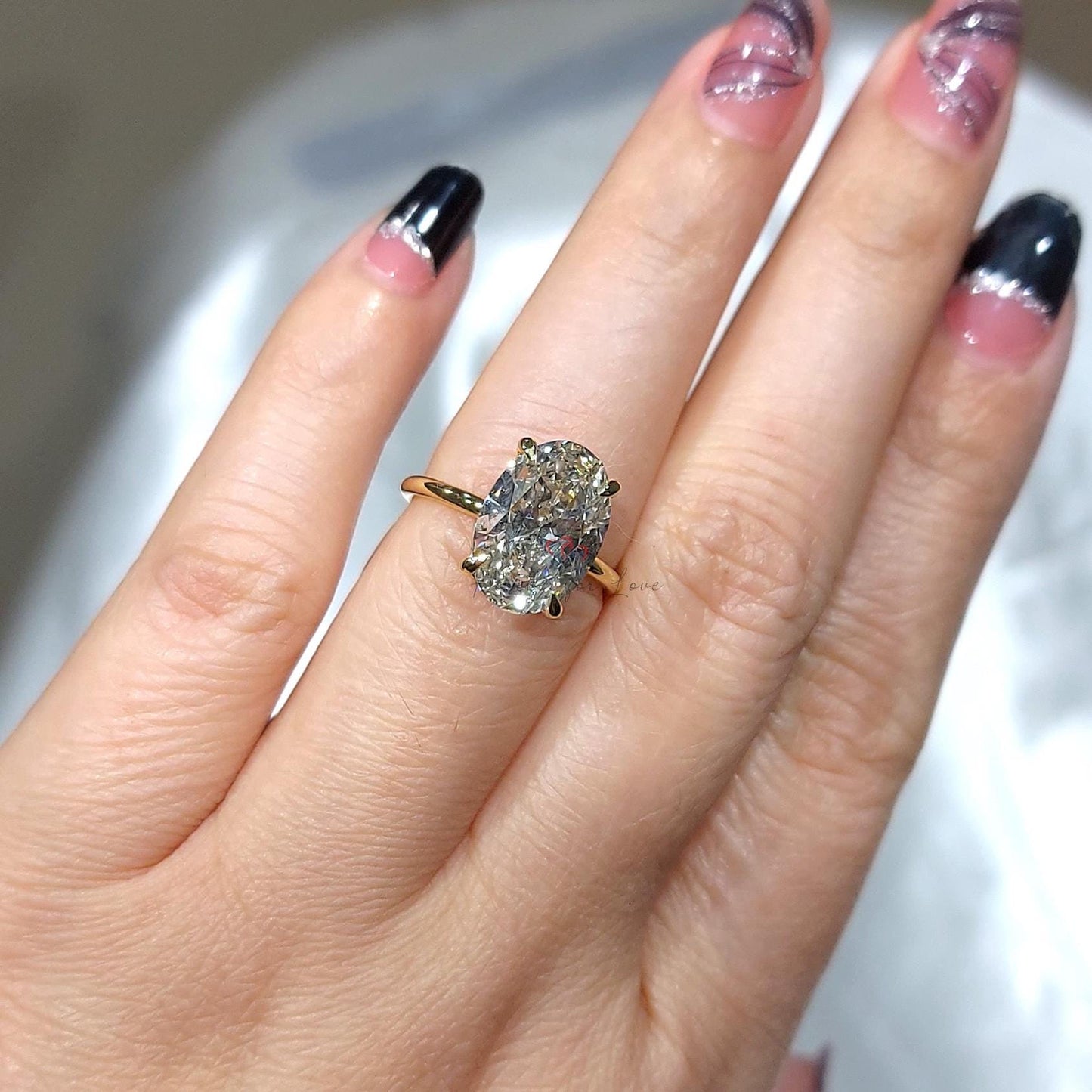 4 Ct IGI Certified Oval Lab Diamond Engagement Ring with Pavé Accents Oval cut 1Ct Moissanite Brilliant Cut engagement ring in 935 Argentium Silver — custom handcrafted by Forever For Love