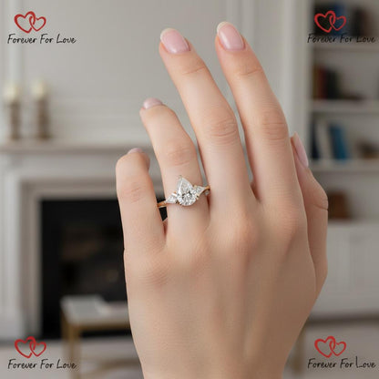 3.2 Ct IGI Certified Pear Lab Diamond Engagement Ring