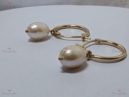18 Karat Gold, Südsee-Perlenohrringe, große Perlenohrringe, Südseeperle, Creolen Brautohrringe Huggie-Ohrringe Geschenk für sie