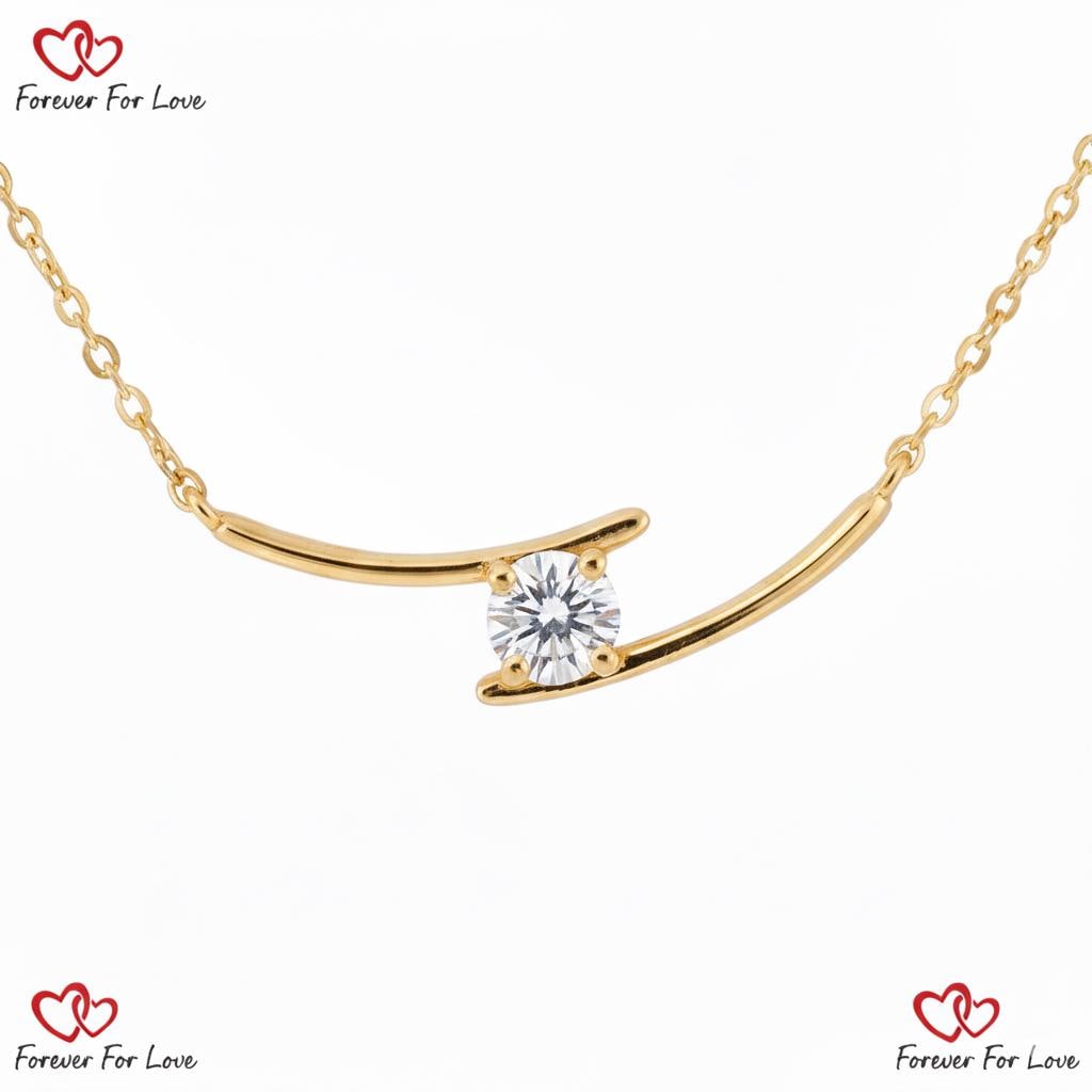 Einzigartige Solitär Halskette mit im Labor gezüchtetem Diamanten – Designer Halskette in Weiß-, Gelb- oder Roségold – fertig zum Verschenken – runder Diamantanhänger Moissanite engagement ring in Gold or Platinum — custom handcrafted by Forever For Love