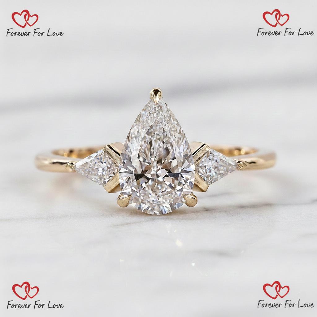 3.2 Ct IGI Certified Pear Lab Diamond Engagement Ring