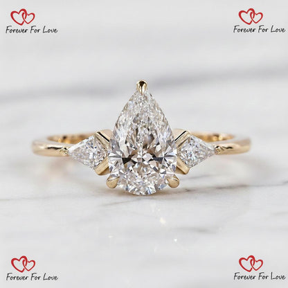 3.2 Ct IGI Certified Pear Lab Diamond Engagement Ring