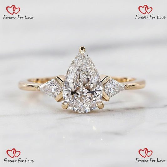 3.2 Ct IGI Certified Pear Lab Diamond Engagement Ring