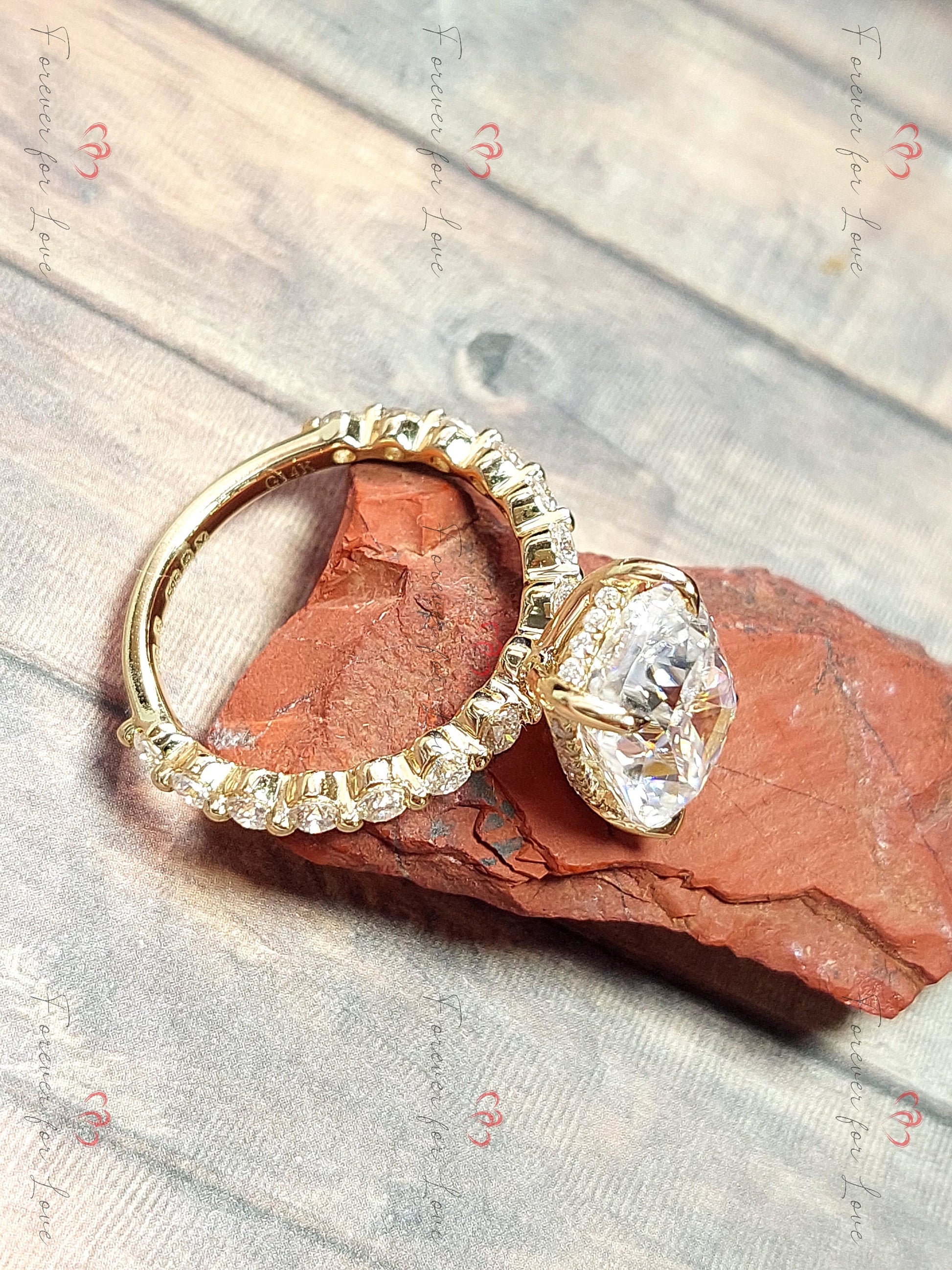 Cushion Cut Moissanite Engagement Ring, 4 ct Moissanite Ring Pave Diamond Ring, Engagement Ring Proposal Promise ring for her.