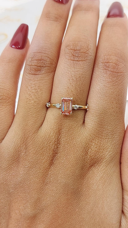 IGI Certified Emerald Lab Diamond Engagement Ring