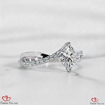 1.2 Ct IGI Certified Princess Lab Diamond Engagement Ring