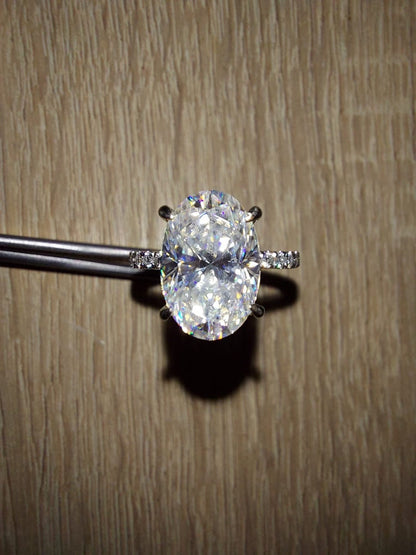4 Ct Oval Diamond, Moissanite Engagement Ring