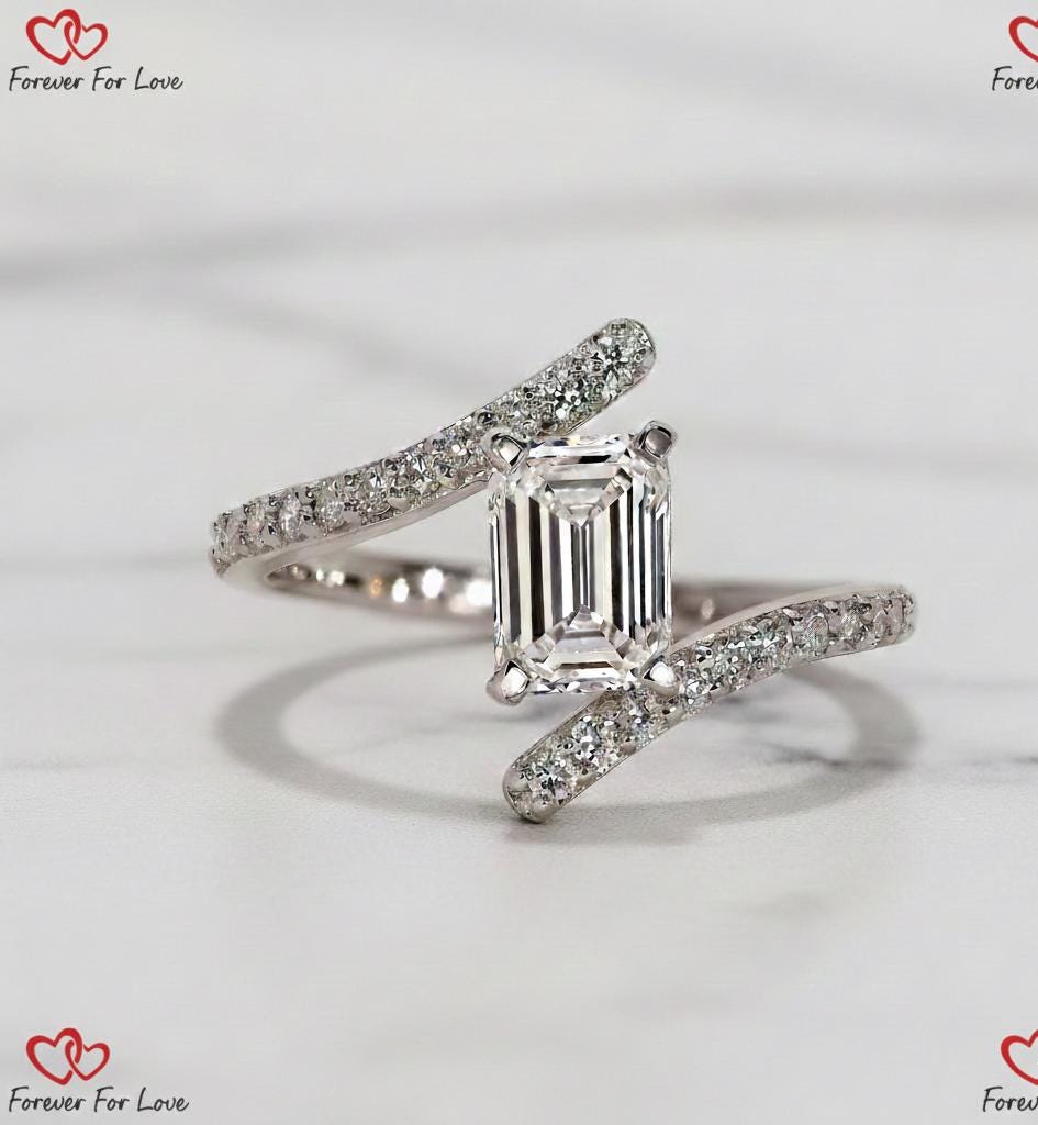 1 Ct IGI Certified Emerald Lab Diamond Engagement Ring
