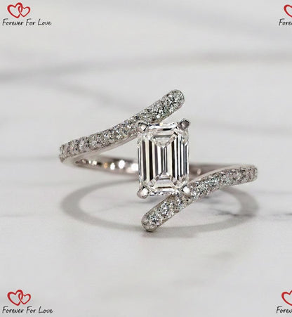 1 Ct IGI Certified Emerald Lab Diamond Engagement Ring