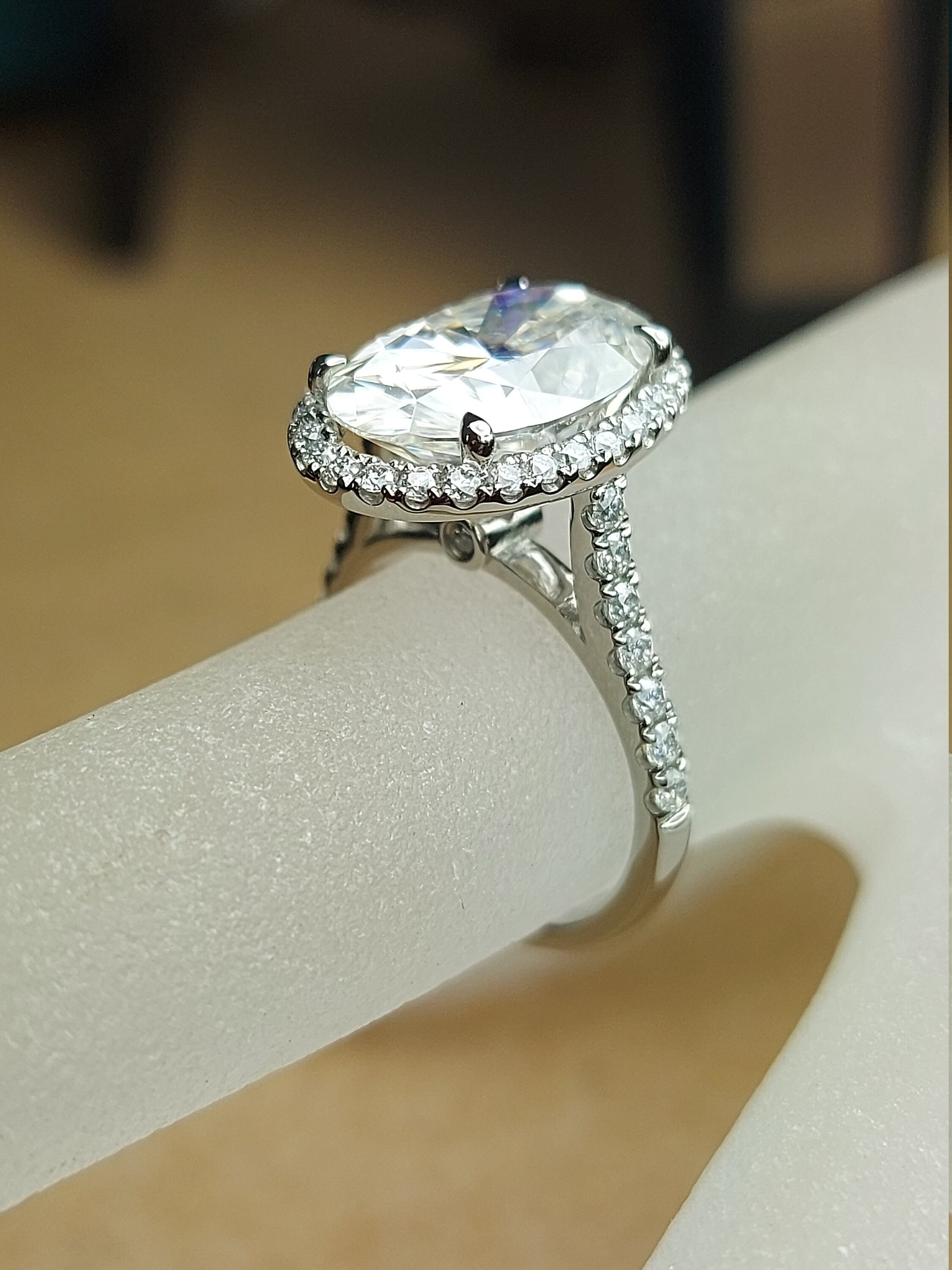 7 Ct Oval Diamond, Moissanite Halo Engagement Ring