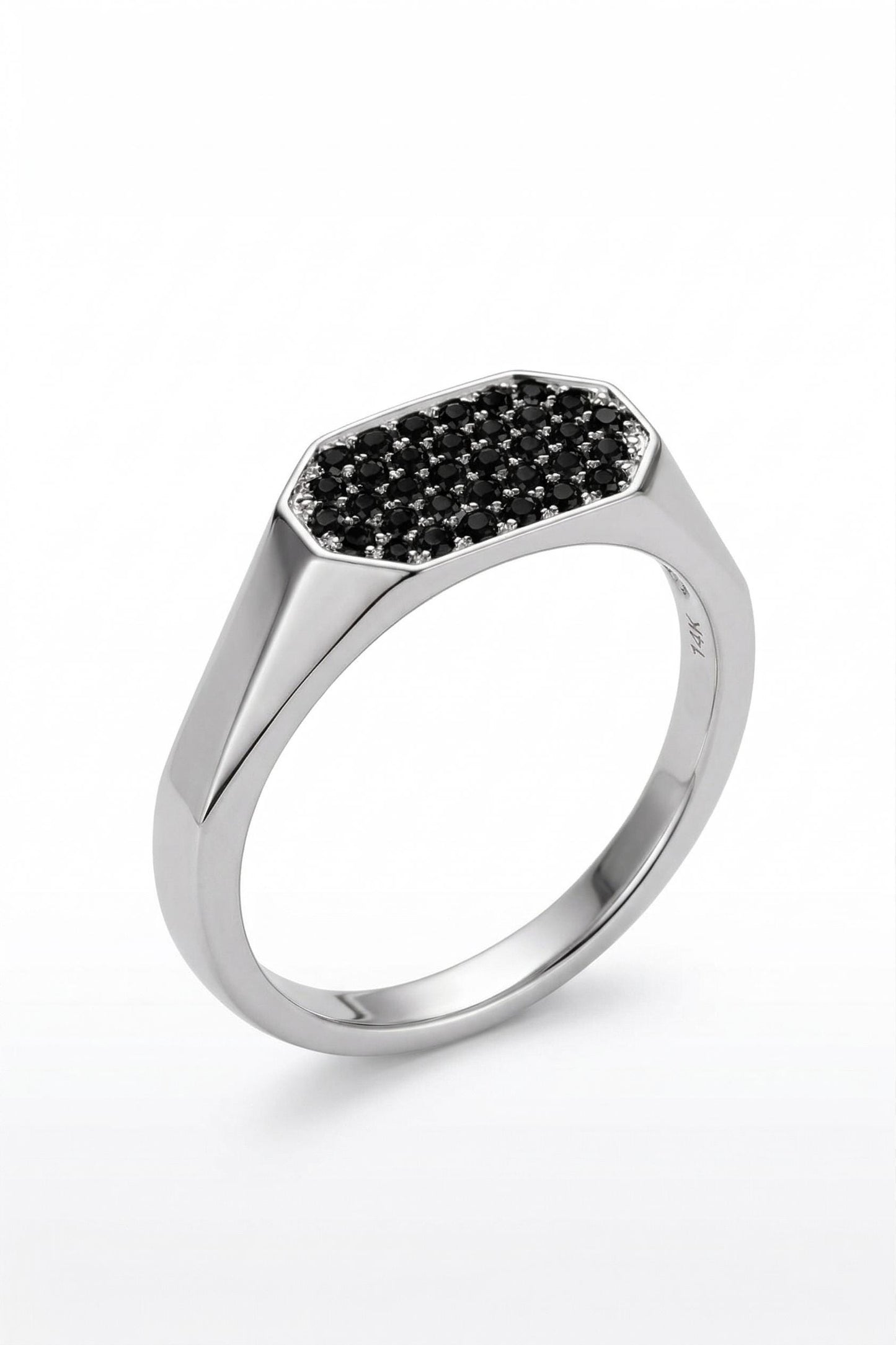 Bague diamant noir hexagonal Hexagon cut 1Ct Moissanite taille brillant engagement ring in Gold or Platinum — custom handcrafted by Forever For Love