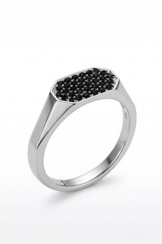 Hexagon Black Diamond Ring