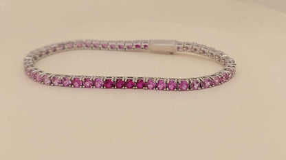 Tennisarmband mit pinkfarbenen Diamanten, massives Gold Baby Pink Armband, 14k oder 18k buntes Eternity Design, Krappenfassung, Muttertagsgeschenk