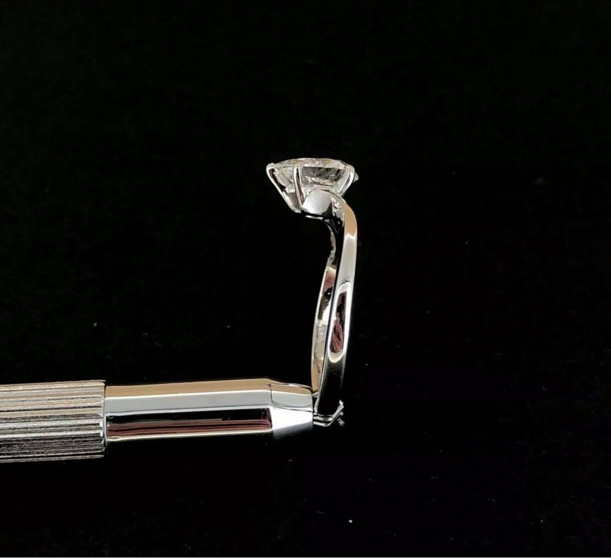 1.01 Ct Pear Natural Diamond Solitaire Engagement Ring Pear cut 1Ct Moissanite Brilliant Cut engagement ring in 935 Argentium Silver — custom handcrafted by Forever For Love