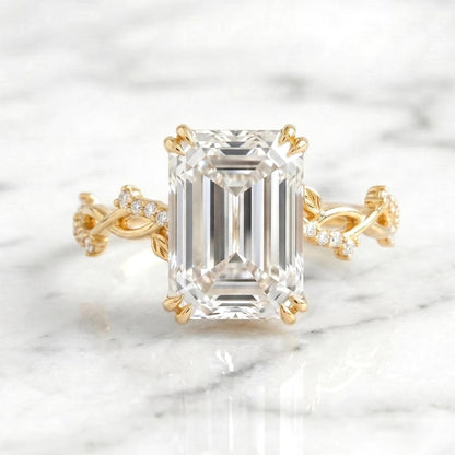 3.8 Ct IGI Certified Emerald Lab Diamond Engagement Ring