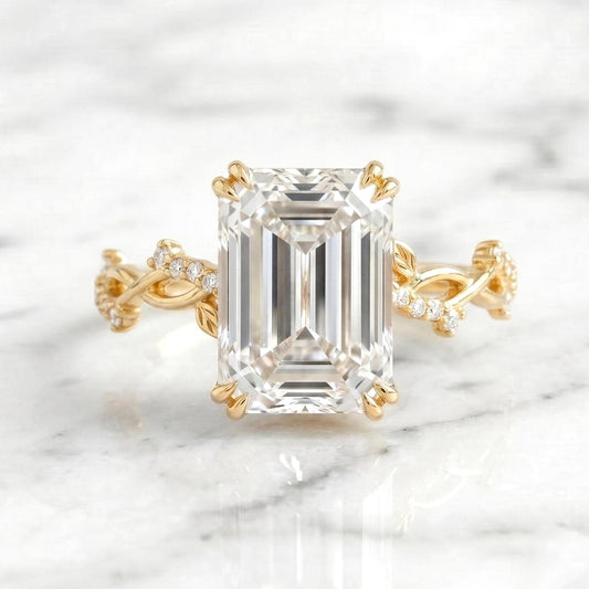 3.8 Ct IGI Certified Emerald Lab Diamond Engagement Ring
