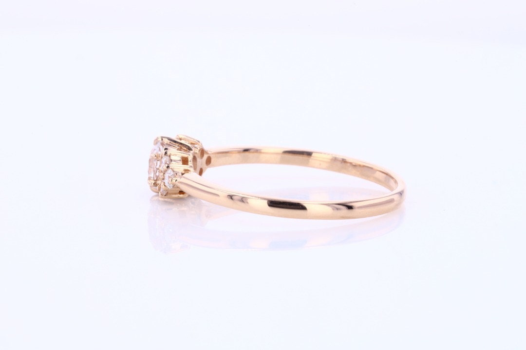 0.3 Ct Round Natural Diamond Three Stone Engagement Ring Round cut Moissanite engagement ring in Gold or Platinum — custom handcrafted by Forever For Love