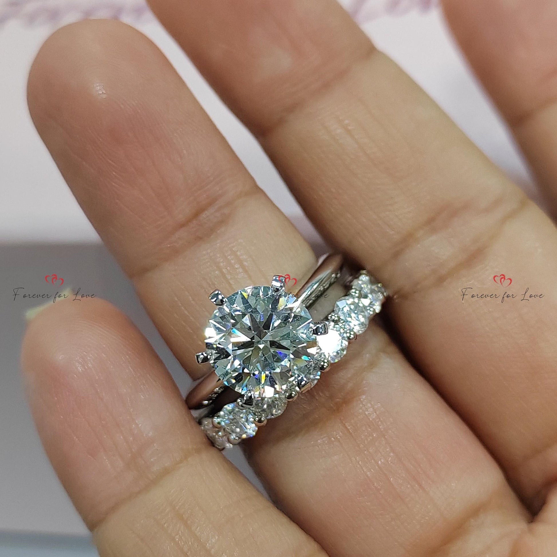 3 Ct Round Lab Diamond Engagement Ring