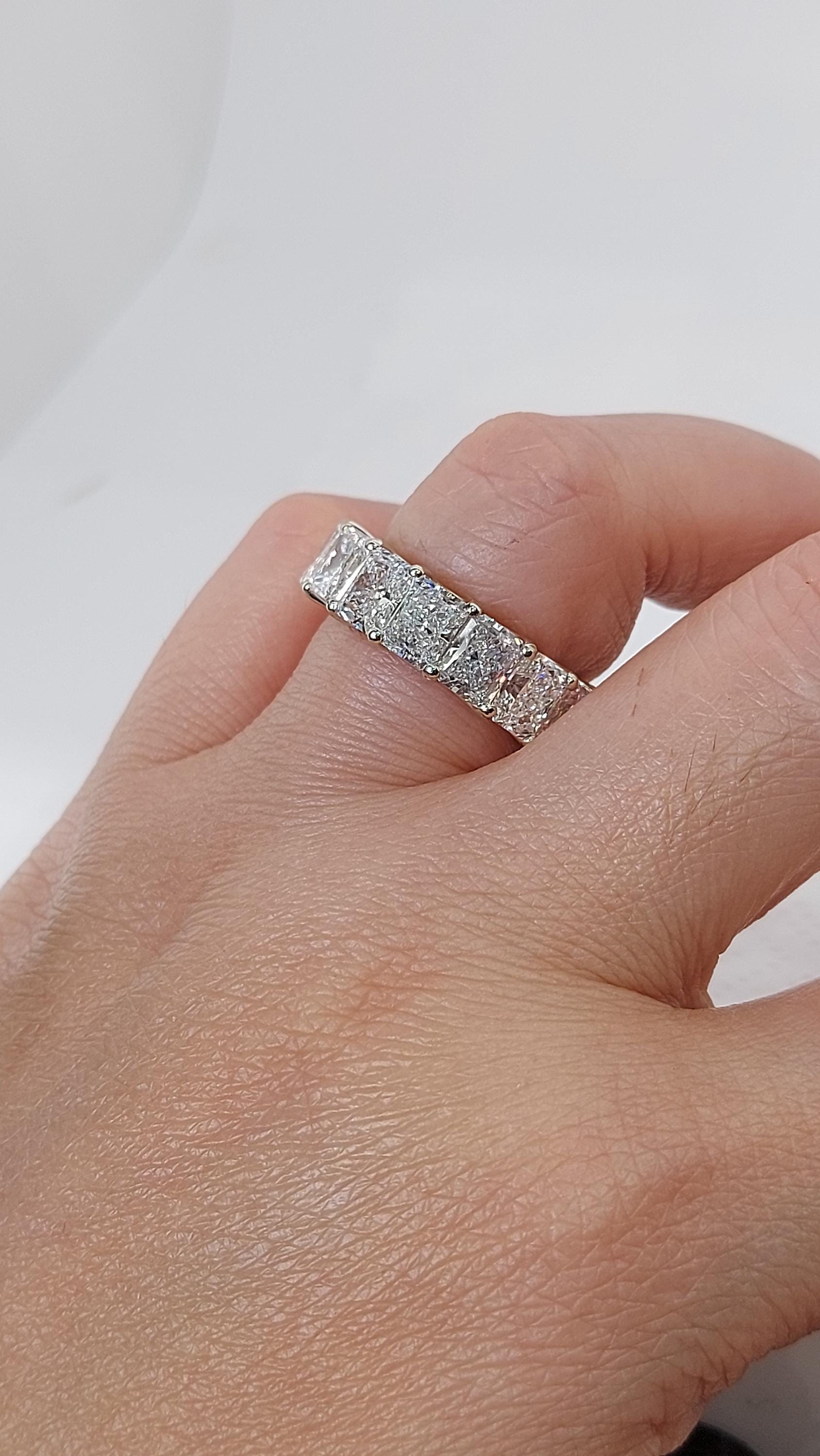 Radiant cut Lab Grown Diamond Wedding Band, Anniversary Band for her, 3/4th Eternity Band, Stackable Matching Band Gift for her.