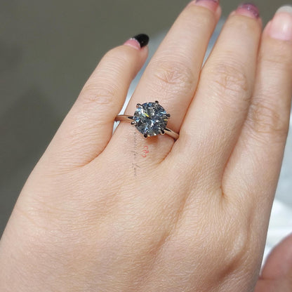 4 Ct Round Lab Diamond Solitaire Engagement Ring