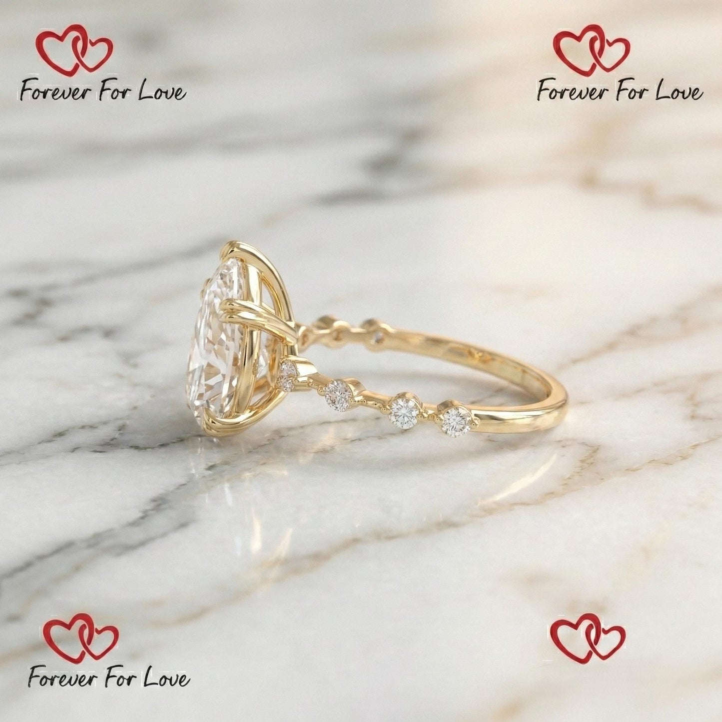 2.1 Ct IGI Certified Pear Lab Diamond Engagement Ring Pear cut 1Ct Moissanite Brilliant Cut engagement ring in 935 Argentium Silver — custom handcrafted by Forever For Love