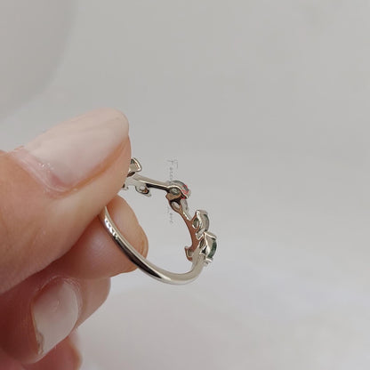 Marquise Moss Agate Wedding Band