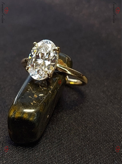 2.5 Ct Oval Diamond, Moissanite Hidden Halo Engagement Ring