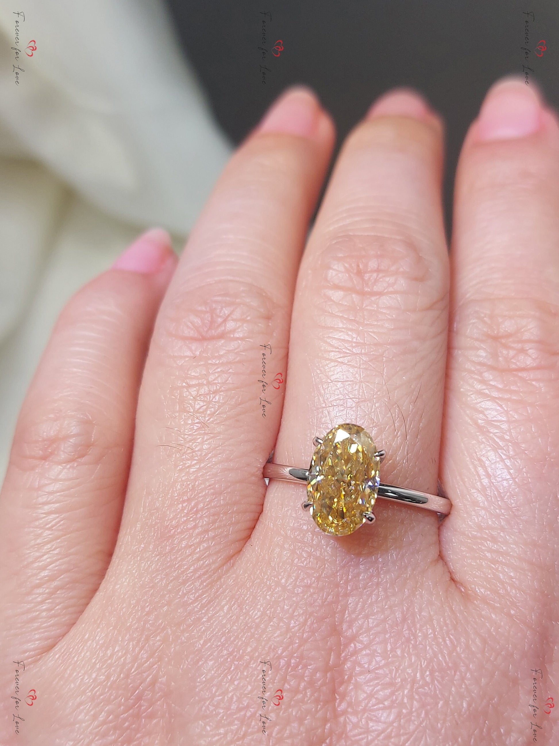 3 Ct Oval Diamond, Moissanite Engagement Ring