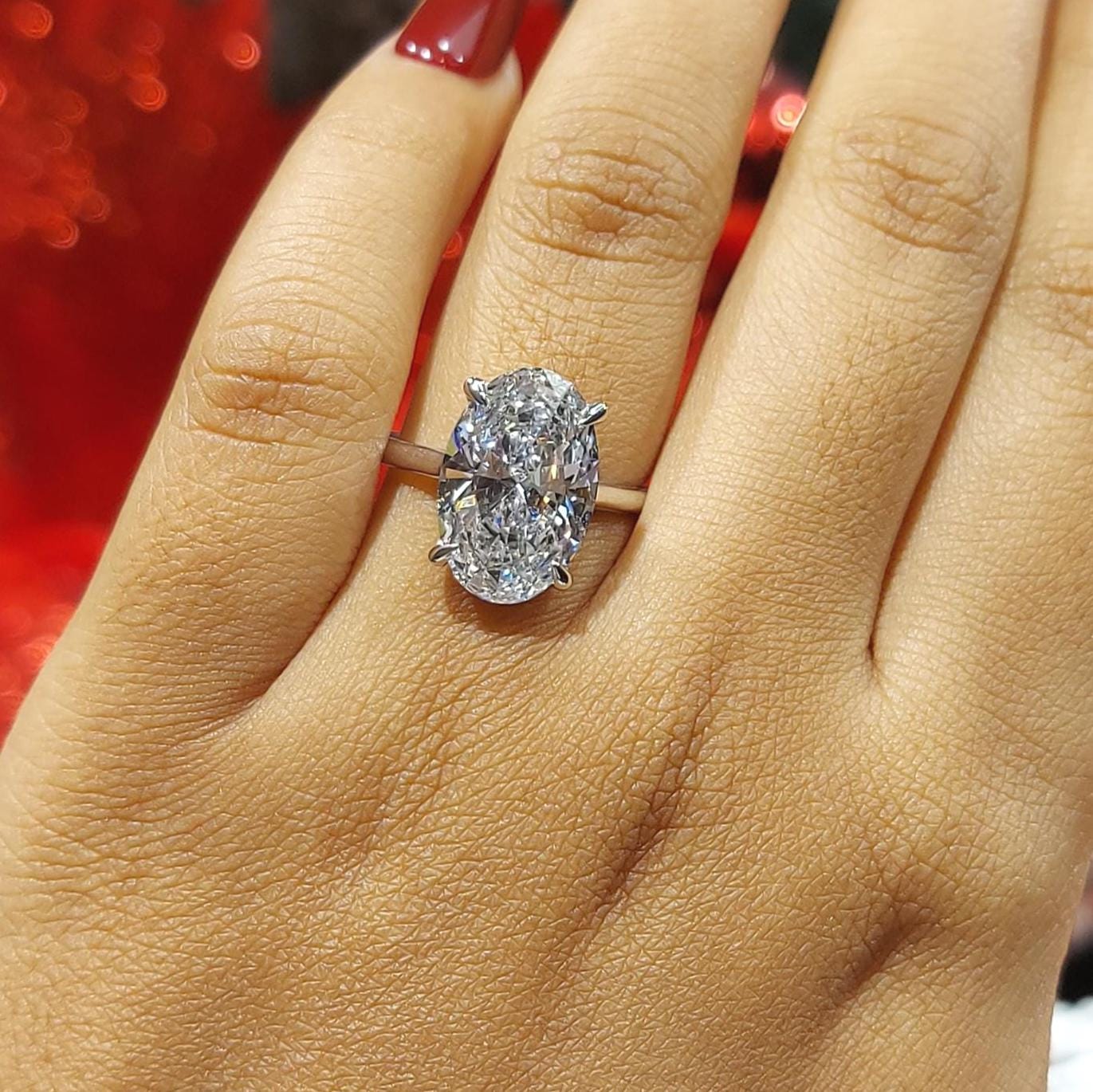 5 Ct IGI Certified Oval Lab Diamond Engagement Ring