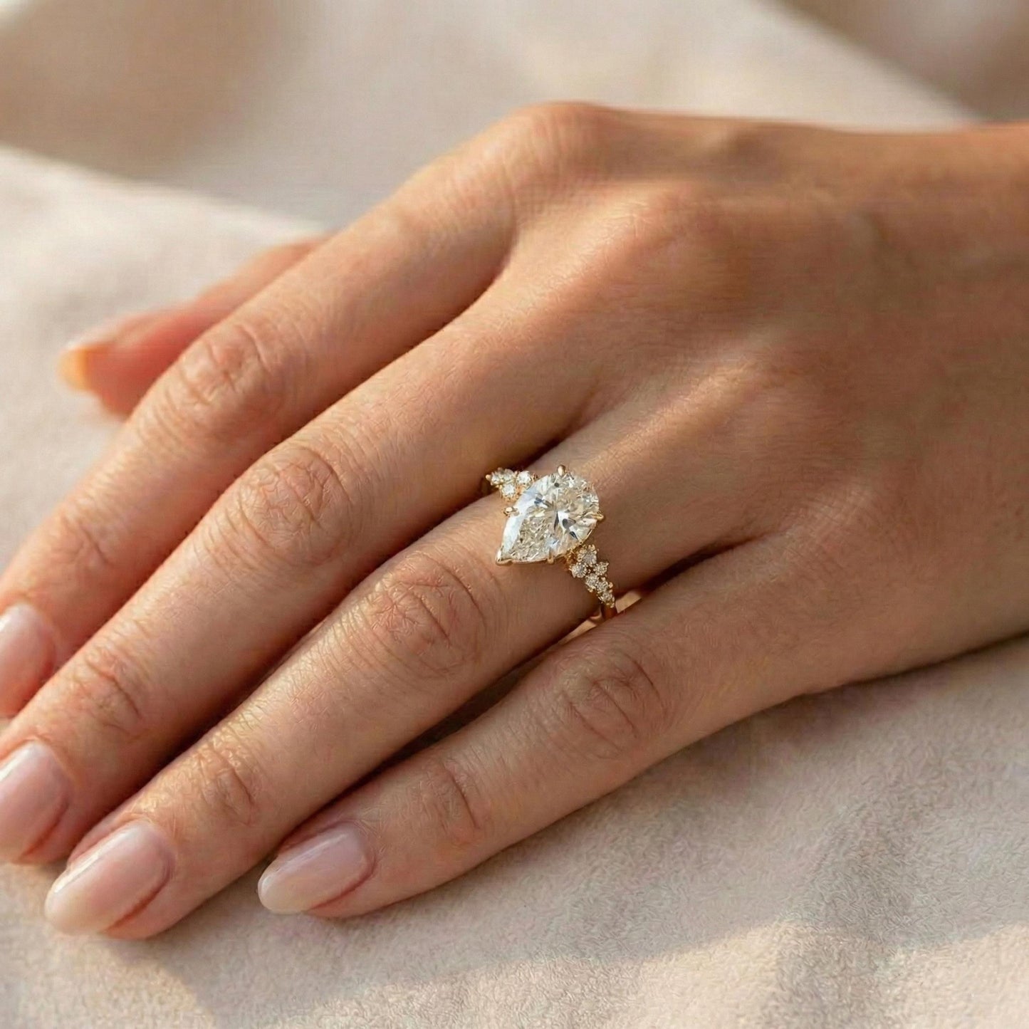 3.25 Ct IGI Certified Pear Lab Diamond Solitaire Engagement Ring Pear cut 1Ct Moissanite Brilliant Cut engagement ring in 935 Argentium Silver — custom handcrafted by Forever For Love