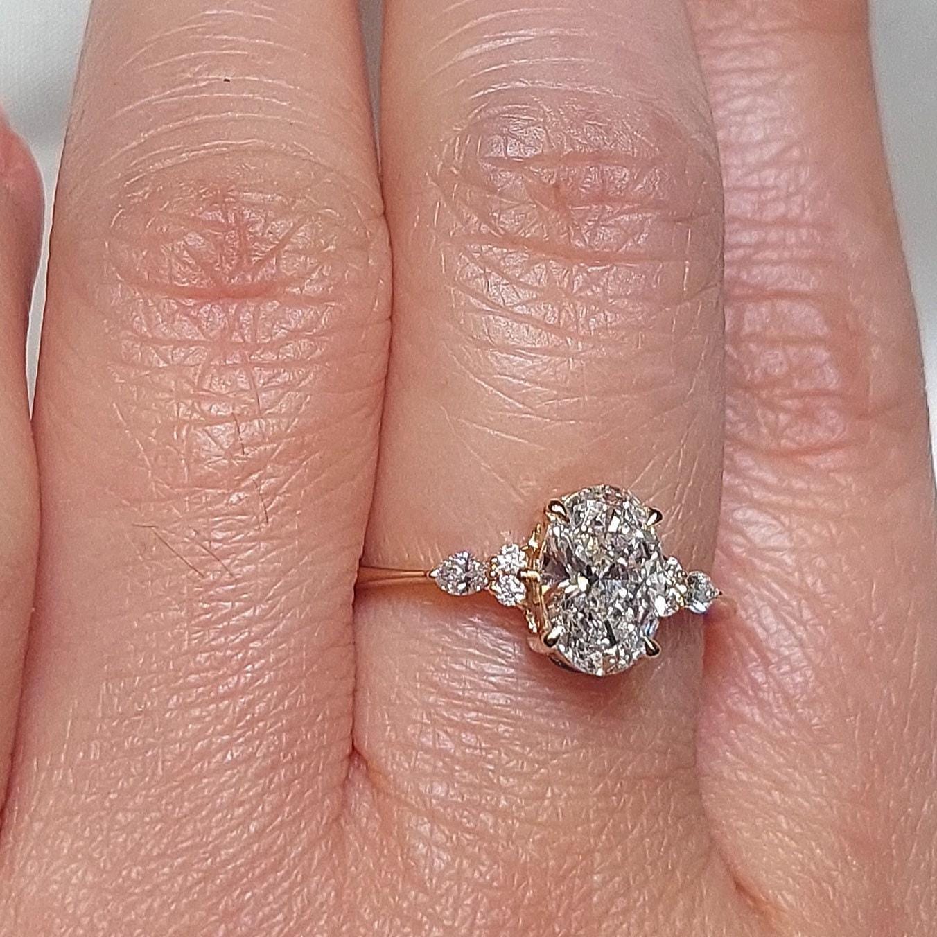 1.5 Ct Oval Lab Diamond Engagement Ring