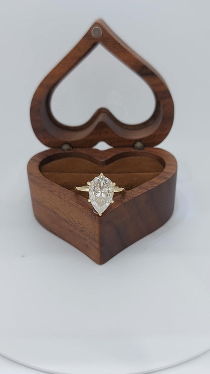 4 Ct Pear Diamond, Moissanite Halo Engagement Ring
