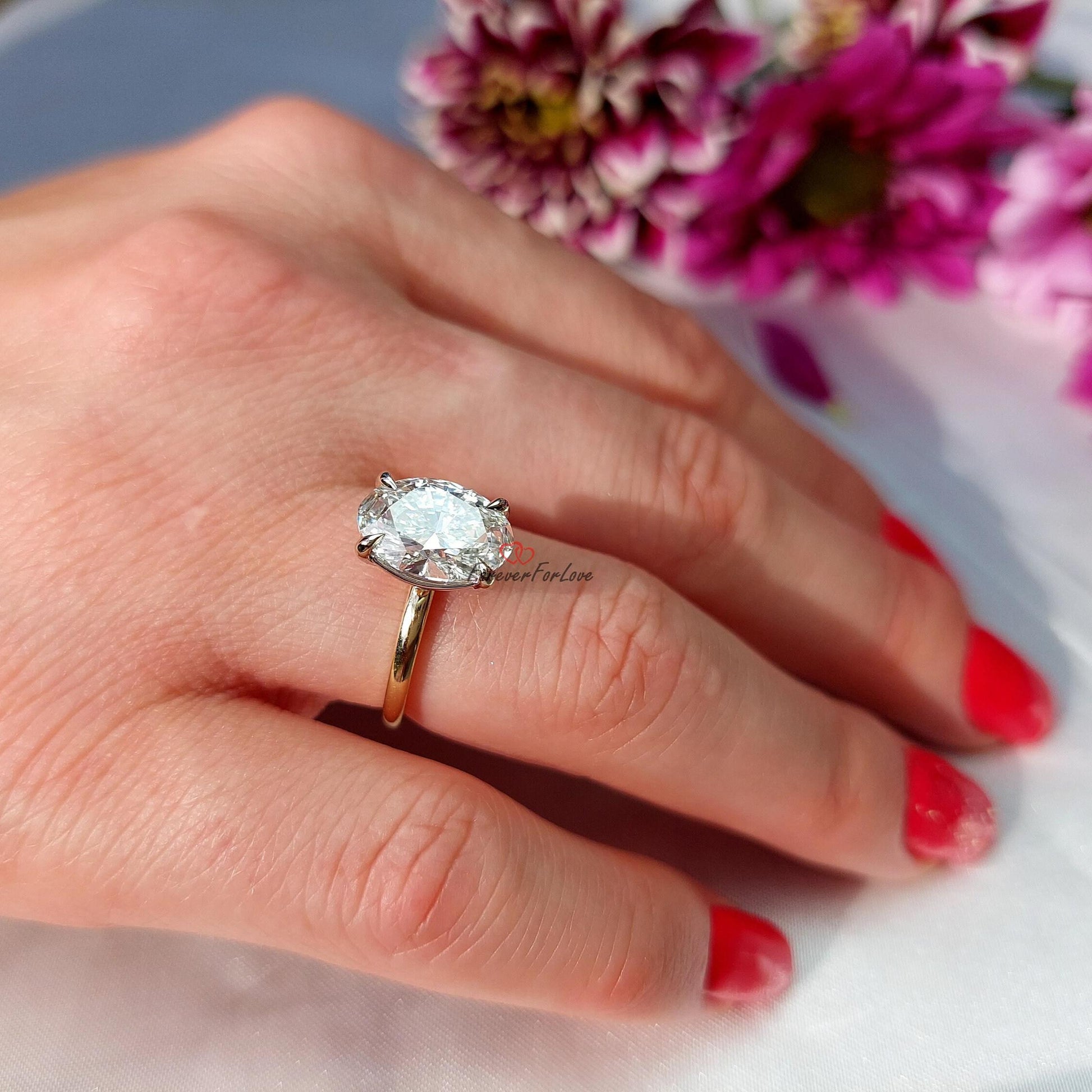 3 Ct IGI Certified Oval Lab Diamond Solitaire Engagement Ring
