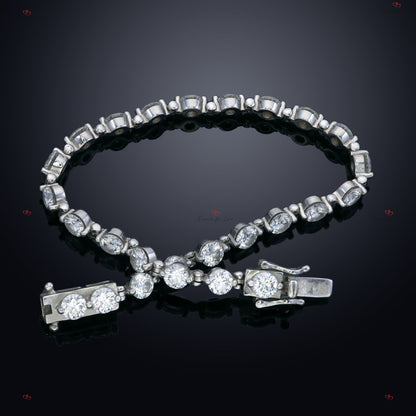 14K Weißgold 6 Karat Diamant Tennisarmband, im Labor gezüchtetes Diamantarmband, wunderschönes 4 mm rundes weißes Diamantarmband Geburtstagsgeschenk für Mama