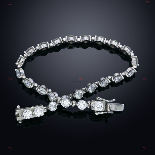 14K Weißgold 6 Karat Diamant Tennisarmband, im Labor gezüchtetes Diamantarmband, wunderschönes 4 mm rundes weißes Diamantarmband Geburtstagsgeschenk für Mama
