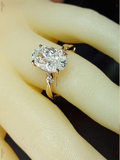 5.5 Ct Oval Cut twist band Engagement Ring,Moissanite Engagement in Solid Gold, Elongated Oval Engagement Ring, Modern Engagement Ring.