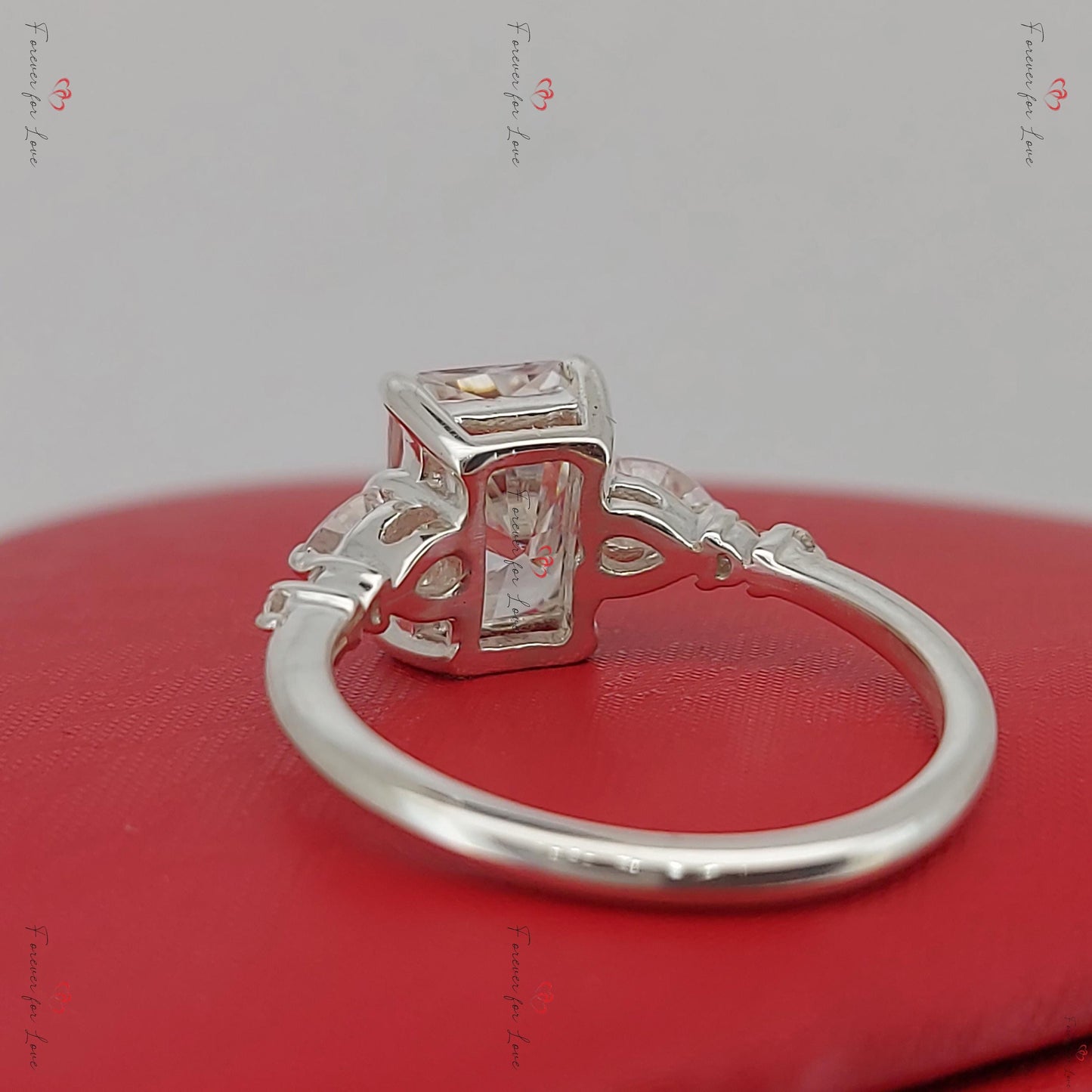 Radiant Diamond, Moissanite Eternity Band Radiant cut 1Ct Moissanite Brilliant Cut engagement ring in 935 Argentium Silver — custom handcrafted by Forever For Love