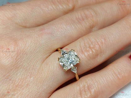 2 Ct IGI Certified Radiant Lab Diamond Three Stone Engagement Ring
