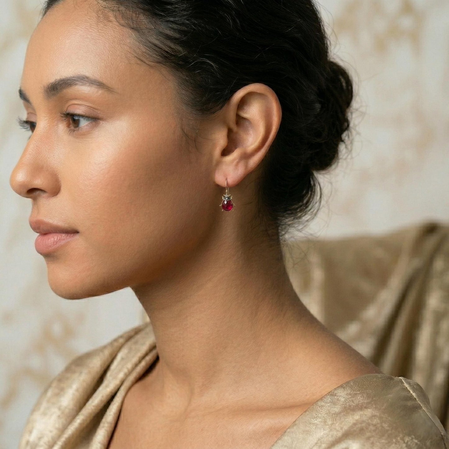 Boucles d'oreilles pendantes Coccinelle en or 14 carats avec rubis, boucles d'oreilles en rubis naturel, boucles d'oreilles en or massif 14 carats, cadeau parfait pour elle Moissanite engagement ring in Gold or Platinum — custom handcrafted by Forever For Love
