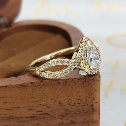 2 Ct IGI Certified Pear Lab Diamond Halo Engagement Ring