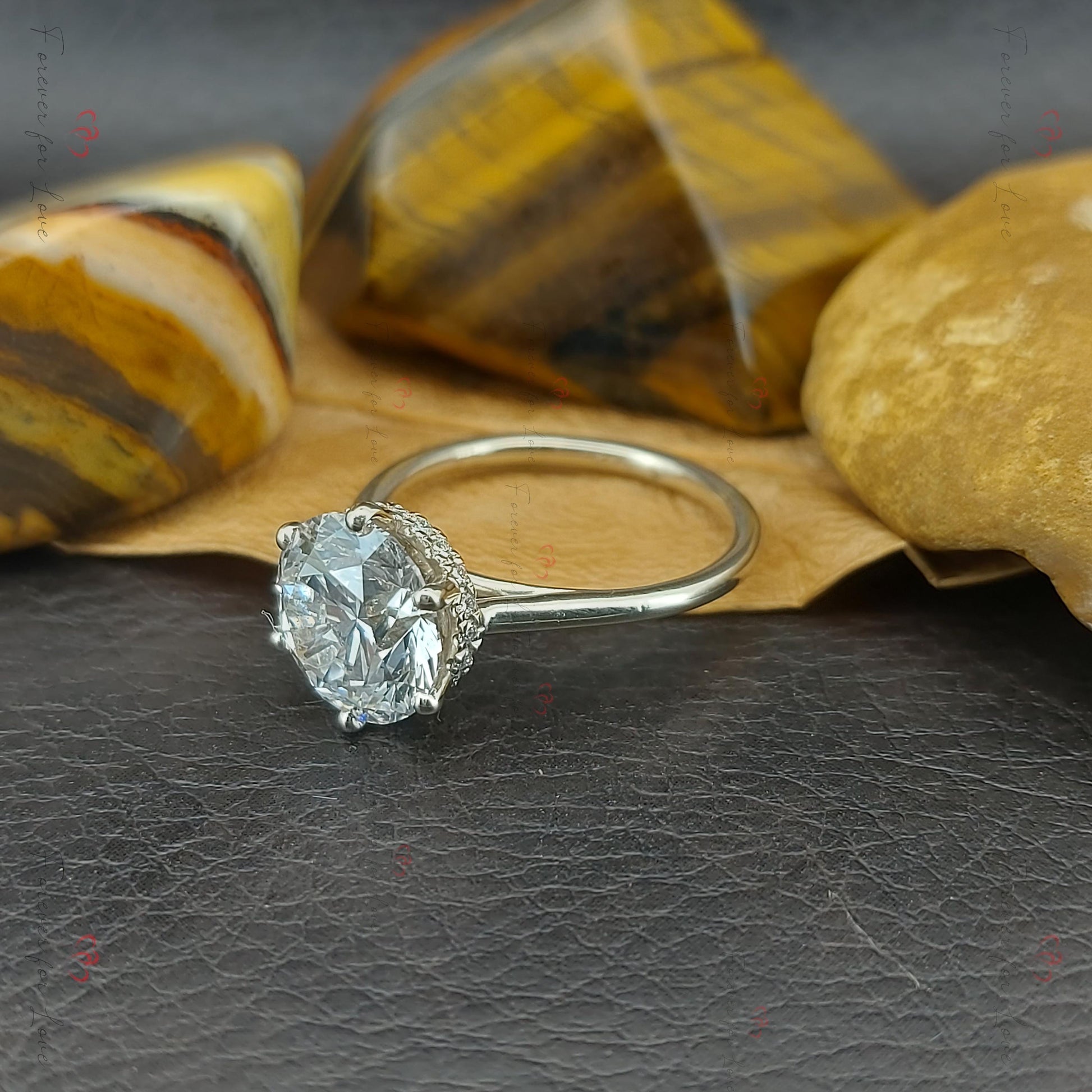 3 Ct Round Lab Diamond Solitaire Engagement Ring