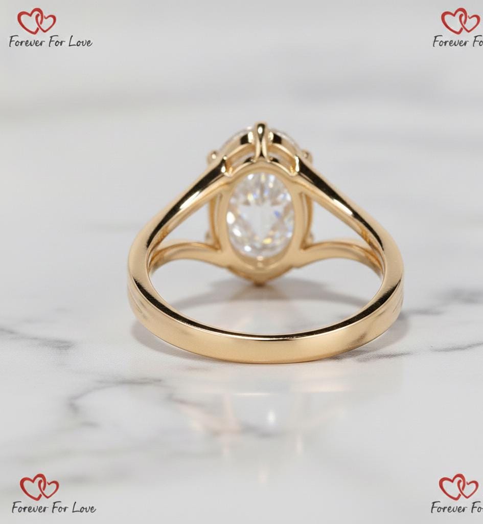 3 Ct Oval Lab Diamond Split Shank Engagement Ring Oval cut 1Ct Moissanite Brilliant Cut engagement ring in 935 Argentium Silver — custom handcrafted by Forever For Love