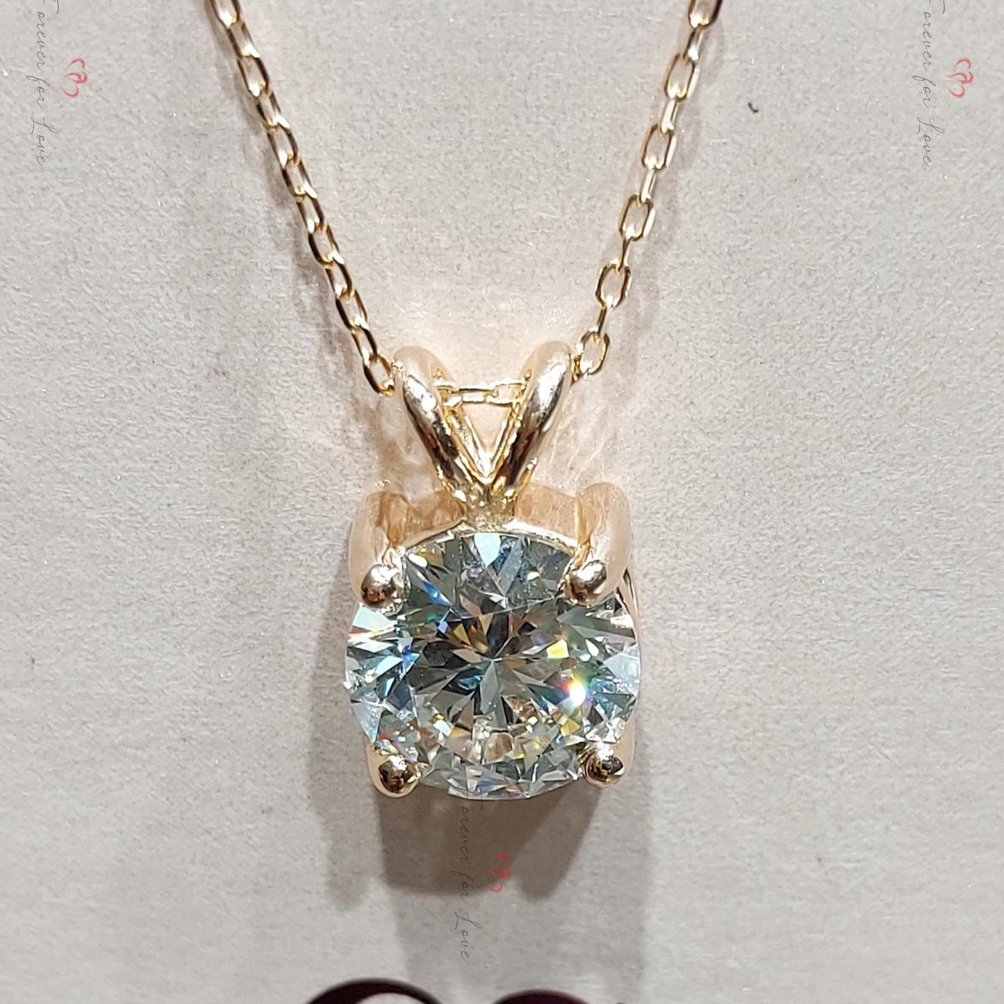 Collier diamant rond, or rose 14 carats, pendentif rond délicat et minimaliste, véritable diamant, collier femme, cadeau spécial pour elle. 0,5 carat engagement ring in Gold or Platinum — custom handcrafted by Forever For Love