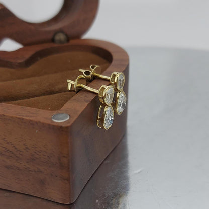 14k Gold Pear cut Diamond Earrings , Lab Diamond Studs, Lab Grown Diamond, Solid Gold Studs, Perfect Gift