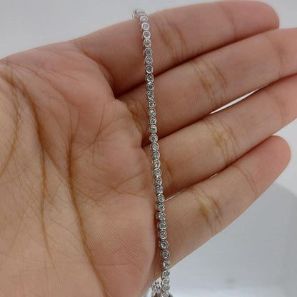 Diamant Tennisarmband mit Lünette 14K Weißgold rundes Tennisarmband, im Labor gezüchtetes Armband, wunderschönes Armband mit weißen Diamanten, rundes Armband.