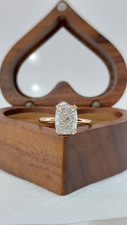 2.0 Ct IGI Certified Cushion Lab Diamond Hidden Halo Engagement Ring