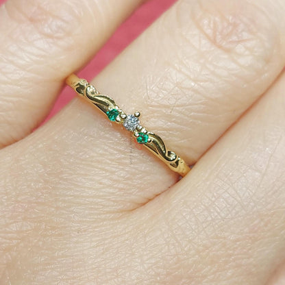 Diamond, Emerald Wedding Band