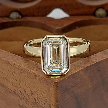 3 Ct Emerald Lab Diamond, Emerald Solitaire Engagement Ring