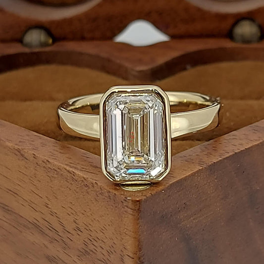 3 Ct Emerald Lab Diamond, Emerald Solitaire Engagement Ring
