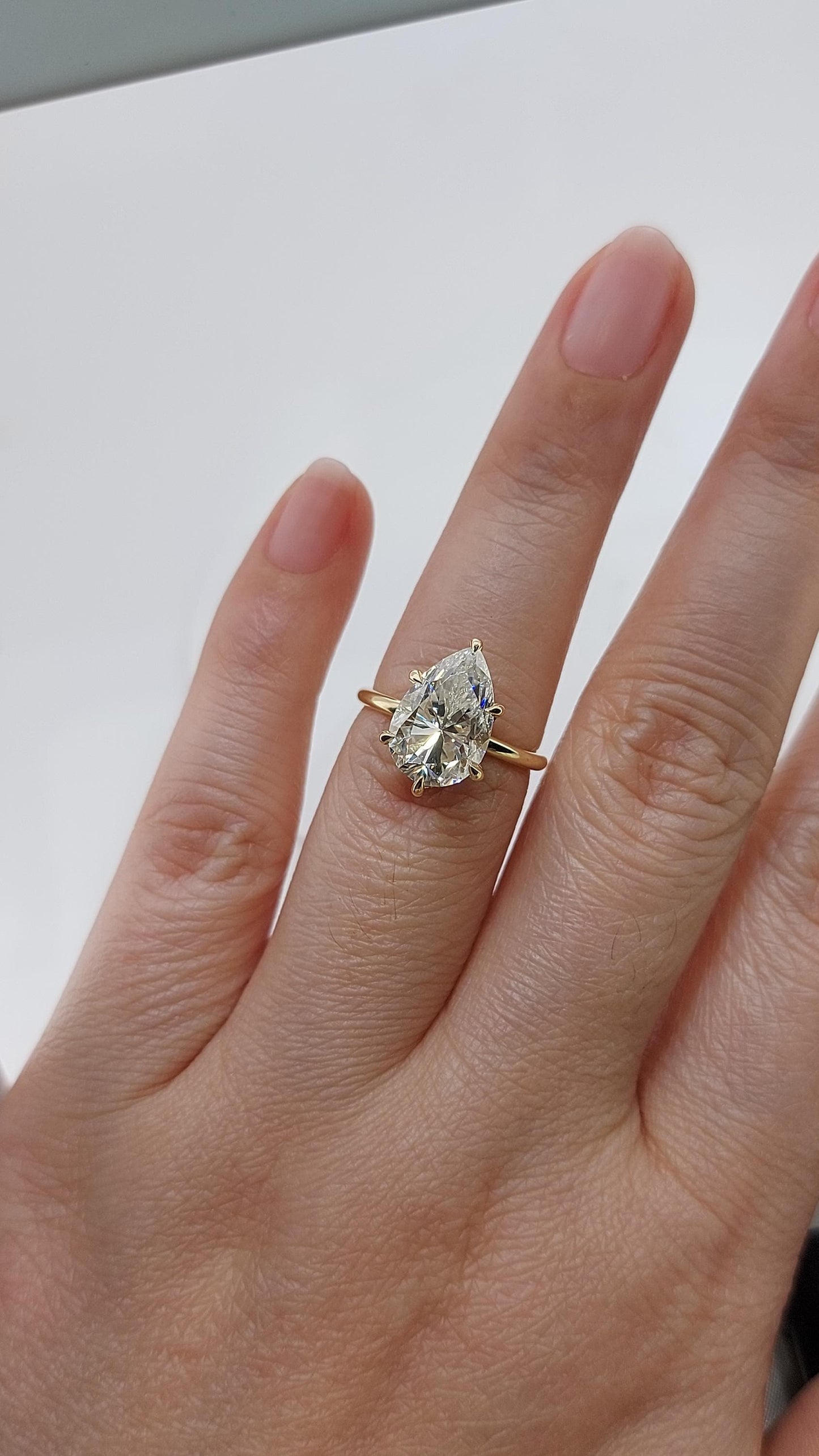 4 Ct Pear Diamond, Moissanite Halo Engagement Ring Pear cut 1Ct Moissanite Brilliant Cut engagement ring in 935 Argentium Silver — custom handcrafted by Forever For Love